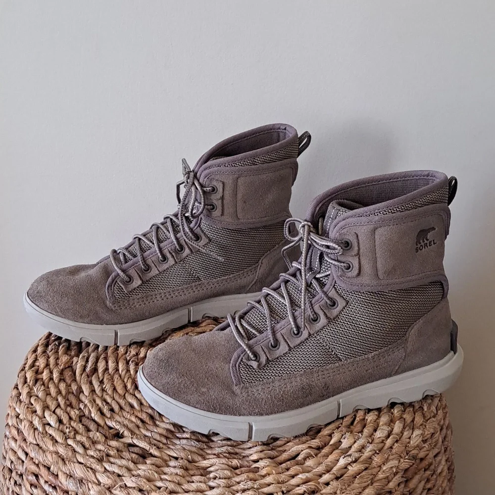 Sorel Mens Explorer Mission Waterproof Taupe Grey Suede Hiking/Active‎ Boots 9.5